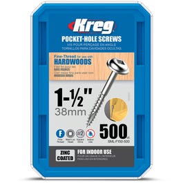 KREG Pocket Hole Screws Fine-Thread Zinc 38mm - 500 Piece KR-SMLF150-500