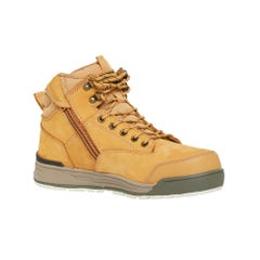 HARD YAKKA Size 9.5 3056 Wheat Lace Zip Safety Boots Y60200WHE95