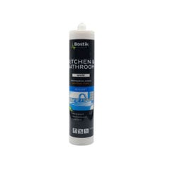 BOSTIK 300ml Kitchen & Bathroom NC Silicone Sealant - White 30840077