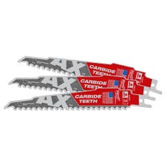 MILWAUKEE 150mm 5TPI TCT Reciprocating Saw Blade for Wood/Nail Demoltion - THE AX - 3 Piece