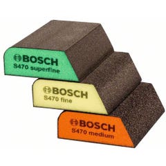 BOSCH Foam Angled Hand Sanding Block Kit - S470 BEST for PROFILE - 3 Piece
