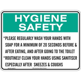 WILCOX 300 x 225mm Wash Sanitise Hands Hygiene Sign - Poly HK345CP