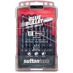 SUTTON 1-13mm Metric HSS-Blue Jobber Drill Bit Set - BLUE BULLET - 25 Piece