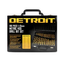 DETROIT 1-13mm HSSTIN Jobber Ti-Nite Drill Bit Set - 180 Piece DTIN180PC