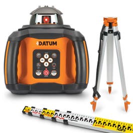 DATUM 800M HV Rotary Laser Level Red w/ Rec+Rem Staff & Tripod Kit TTKIT817