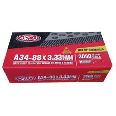 AIRCO 34° Hot Dipped Galvanised Framing Nails - 88mm Box of 3000 ND34882