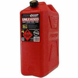 PROQUIP 20L Plastic Fast Pour Fuel Can - Unleaded Red 0950