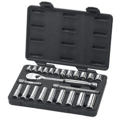 GEARWRENCH 24 pcs 3/8inch Drive 6 and 12 Point Metric Standard and Deep Mechanics Tool Set 80559
