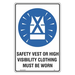 WILCOX SAFETY 600mm x 450mm Safety Vest Or High Vis Clothing Be Worn Sign M430AM