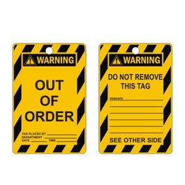 WILCOX SAFETY 100 Pack 100mm x 150mm Out Of Order Warning Tags Sign - Cardboard TAGCW7